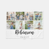 Couverture Polaire Collage photo de la famille Monogramme 8| Blanc (Devant (Horizontal))
