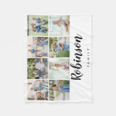 Couverture Polaire Collage photo de la famille Monogramme 8| Blanc (Devant)