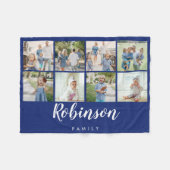 Couverture Polaire Collage photo de la famille Monogramme 8| Marine (Devant (Horizontal))