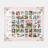 Couverture Polaire Collage photo de la mère moderne Floral Blush rose (Devant (Horizontal))