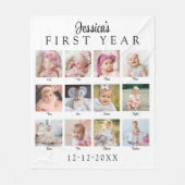 Couverture Polaire Collage photo de la première année de bébé (Devant)