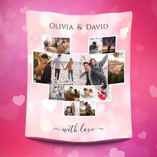 Couverture Polaire Collage photo de la Saint-Valentin 