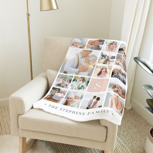 Couverture Polaire Collage photo de monogramme