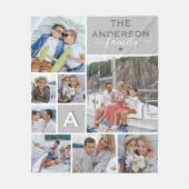 Couverture Polaire Collage photo de monogramme de famille mignonne (Devant)