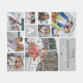 Couverture Polaire Collage photo de monogramme de famille mignonne (Devant (Horizontal))