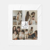 Couverture Polaire Collage photo de monogramme de script élégant (Devant)
