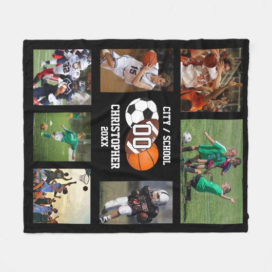 Couverture Polaire Collage photo de sport (Devant (Horizontal))
