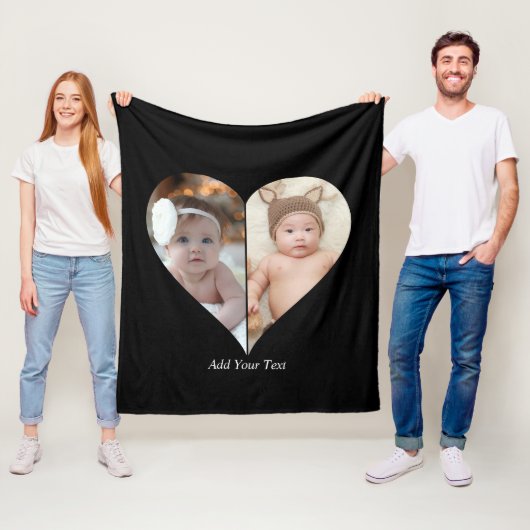 Couverture Polaire Collage photo en forme de coeur 2 (En situation)