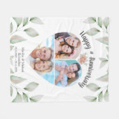 Couverture Polaire Collage photo en forme de coeur Joyeux anniversair (Devant (Horizontal))