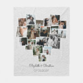 Couverture Polaire Collage photo en forme de coeur Mariage romantique (Devant)