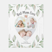 Couverture Polaire Collage photo en forme de coeur Meilleure maman ja (Devant)