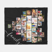 Couverture Polaire Collage photo en forme de coeur Script de famille  (Devant (Horizontal))