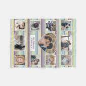 Couverture Polaire Collage Photo Famille 11 Custom Heart Retro Stripe (Devant (Horizontal))