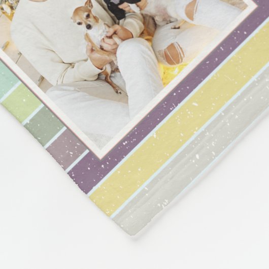 Couverture Polaire Collage Photo Famille 11 Custom Heart Retro Stripe (Coin)