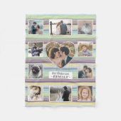 Couverture Polaire Collage Photo Famille 11 Custom Heart Retro Stripe (Devant)