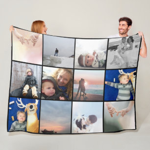 Couverture Polaire Collage Photo Famille 12 Photos Instagram Carré