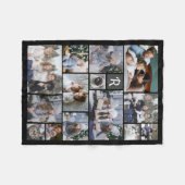 Couverture Polaire Collage Photo Famille 14 Photos + Monogramme Black (Devant (Horizontal))