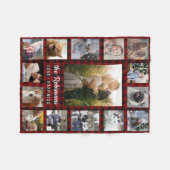 Couverture Polaire Collage Photo Famille 15 + Nom Red Buffalo Plaid (Devant (Horizontal))