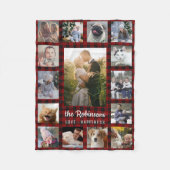 Couverture Polaire Collage Photo Famille 15 + Nom Red Buffalo Plaid (Devant)