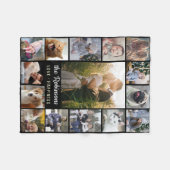 Couverture Polaire Collage Photo Famille 15 Photos + Nom Black Easy (Devant (Horizontal))