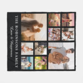 Couverture Polaire Collage Photo Famille + Nom Blanc Fleece (Devant (Horizontal))