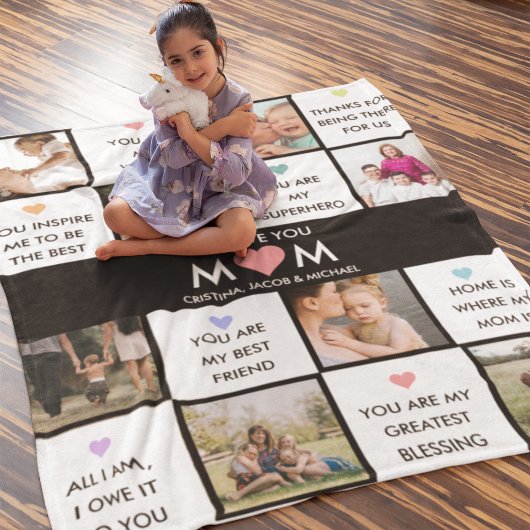 Couverture Polaire Collage Photo Fête Des Mères Avec Citations De Mei