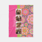 Couverture Polaire Collage photo fleurs funky rose orange chaud (Devant)