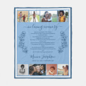 Couverture Polaire Collage photo floral bleu Psalm Memorial (Devant)