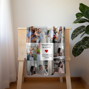 Couverture Polaire Collage Photo grand-mère enveloppée dans l'amour V