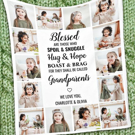 Couverture Polaire Collage photo grand-parents