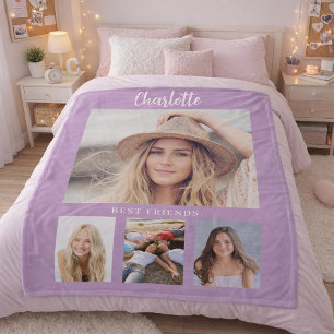 Couverture Polaire Collage photo lilas violet filles amies