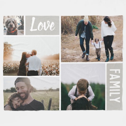 Couverture Polaire Collage photo Love and Family (Devant (Horizontal))