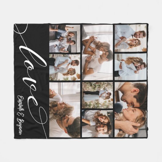 Couverture Polaire Collage photo Love Script (Devant (Horizontal))