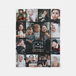 Couverture Polaire Collage photo Love You Grand-père/Grand-père/Autre