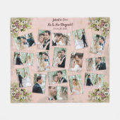 Couverture Polaire Collage photo mariage rose + conservation florale (Devant (Horizontal))