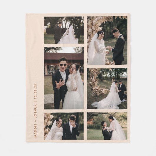 Couverture Polaire Collage photo minimaliste de 6 couples Neutre (Devant)