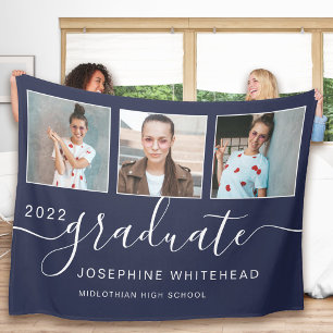 Couverture Polaire Collage photo moderne 2022 Graduate Navy Blue