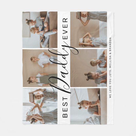 Couverture Polaire Collage photo moderne 'Best Daddy Ever' (Devant)