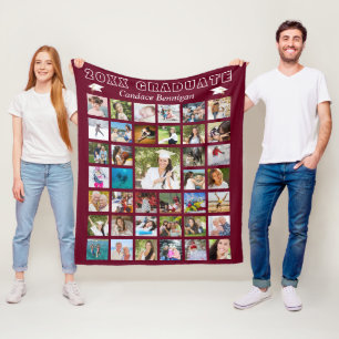 Couverture Polaire Collage photo moderne de diplômés Maroon