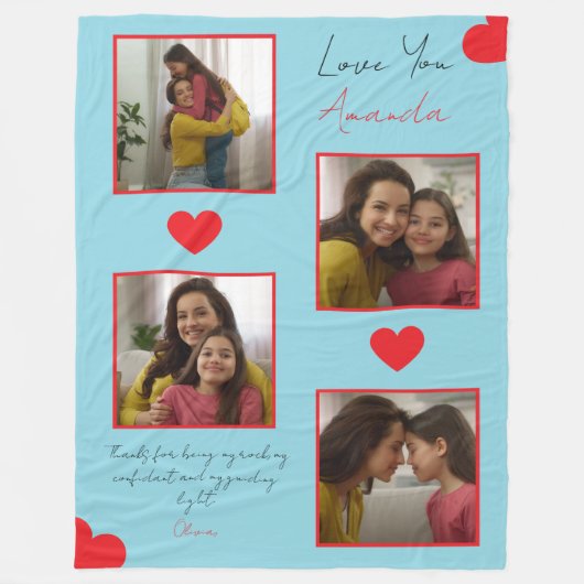 Couverture Polaire Collage photo moderne de Red Hearts (Devant)