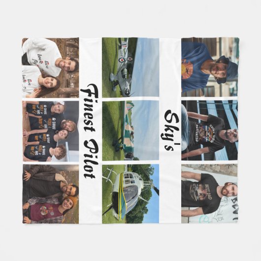 Couverture Polaire Collage photo moderne 'Sky's Finest Pilot' (Devant (Horizontal))