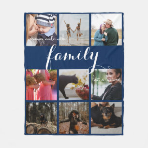Couverture Polaire Collage photo moderne Typographie de famille
