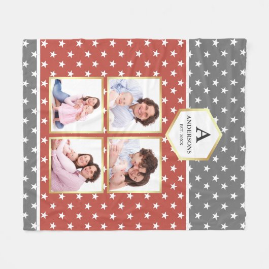 Couverture Polaire Collage photo Motif Orange and White Stars (Devant (Horizontal))