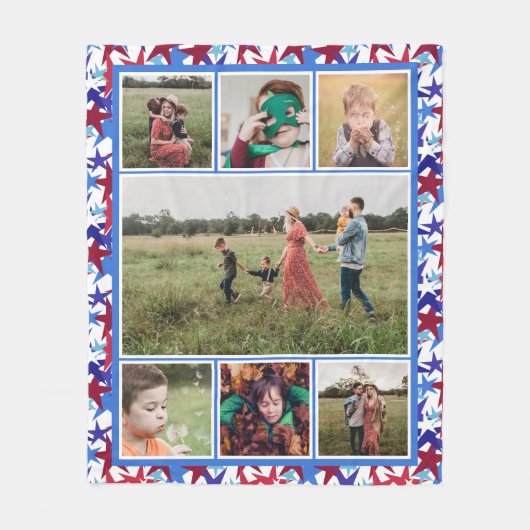 Couverture Polaire Collage photo Motif Red White Blue Stars (Devant)