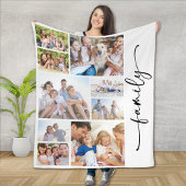 Couverture Polaire Collage photo multiple de script de famille