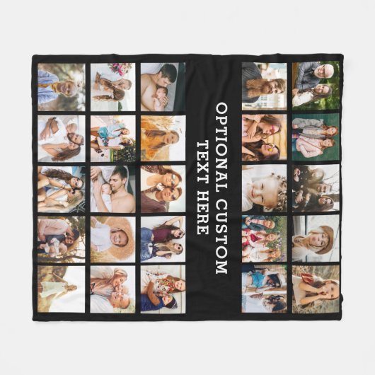 Couverture Polaire Collage photo noir simple 25 photo personnalisée (Devant (Horizontal))