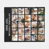 Couverture Polaire Collage photo noir simple 25 photo personnalisée (Devant (Horizontal))