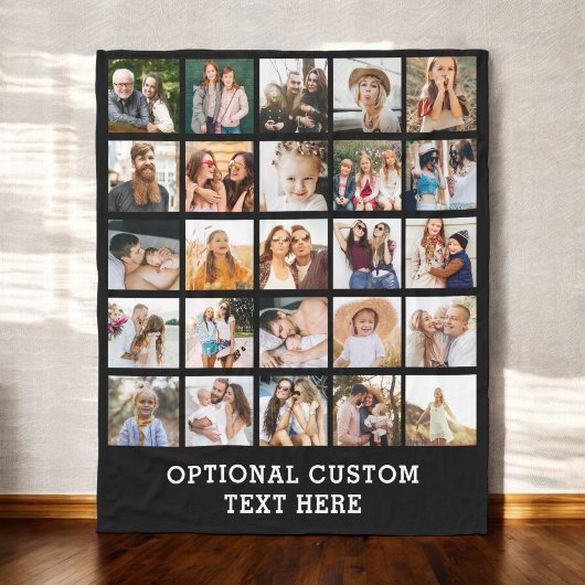 Couverture Polaire Collage photo noir simple 25 photo personnalisée