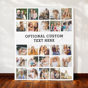 Couverture Polaire Collage photo noir simple 25 photo personnalisée