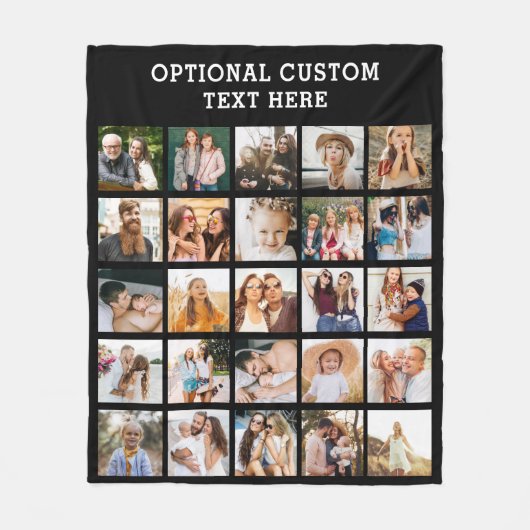 Couverture Polaire Collage photo noir simple 25 photo personnalisée (Devant)